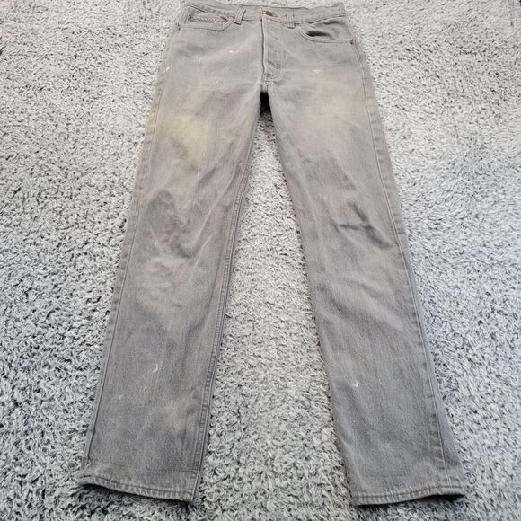 Vintage Levis 501 Jeans Men 33x34 Gray Button Fly Distressed Made In USA 90s - Picture 4 of 11